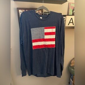 Tultex Navy Blue Quilted Flag Tee